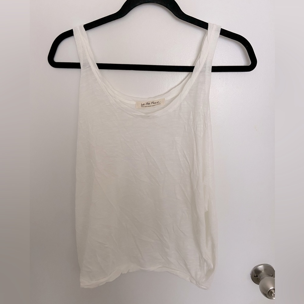 Free People Tank Top - White - Size Small - Scoop Neck - Condition: Like New